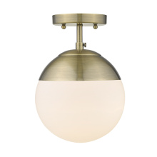 Golden 3218-SF AB-AB - Golden Lighting Dixon 1-light Semi-Flush Mount in Aged Brass and Aged Brass shade